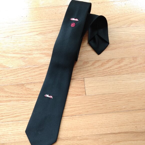 Vintage MG Roadster Cars Skinny Tie by Frame 2.5" Wide Black Embroidered Morris - Picture 5 of 16